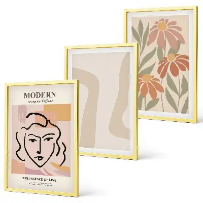 Moderne abstrakte Frau 3er-Set Bilder mit Rahmen