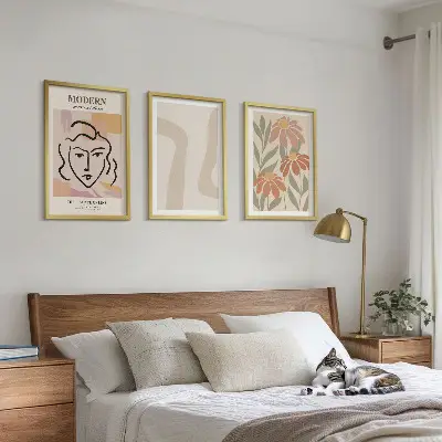 Moderne abstrakte Frau 3er-Set Bilder mit Rahmen