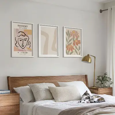 Moderne abstrakte Frau 3er-Set Bilder mit Rahmen