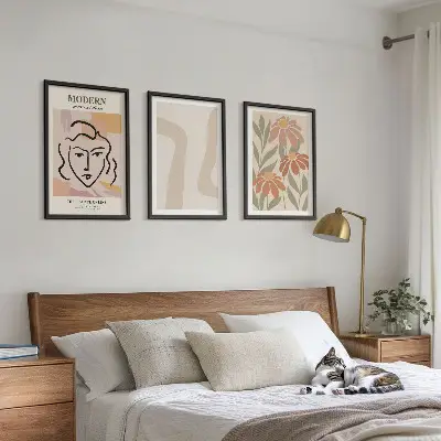 Moderne abstrakte Frau 3er-Set Bilder mit Rahmen
