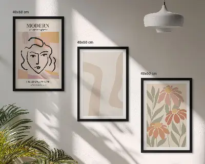 Moderne abstrakte Frau 3er-Set Bilder mit Rahmen
