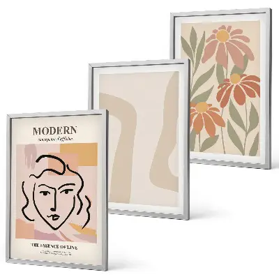 Moderne abstrakte Frau 3er-Set Bilder mit Rahmen