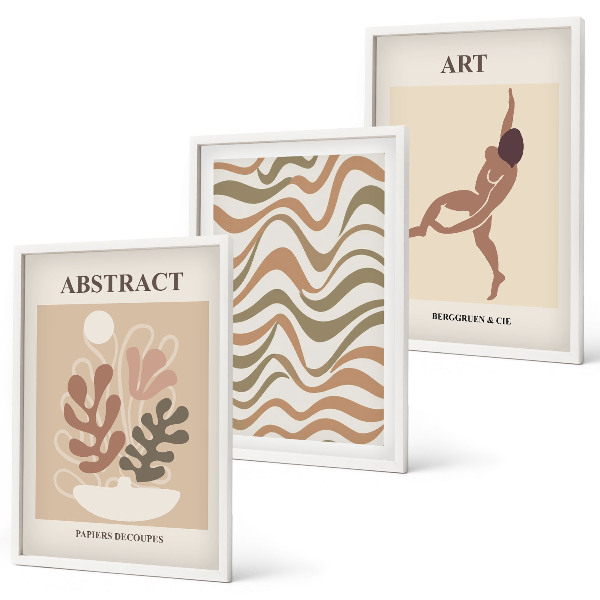 Bilder-3er-set mit rahmen Matisse Boho abstrakte Muster