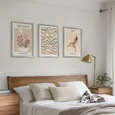 Matisse Boho abstrakte Muster 3er-Set Bilder mit Rahmen