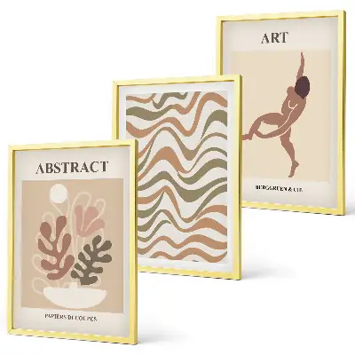 Matisse Boho abstrakte Muster 3er-Set Bilder mit Rahmen