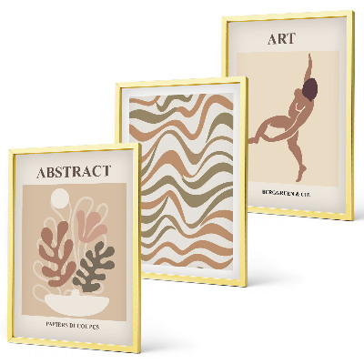 Bilder-3er-set mit rahmen Matisse Boho abstrakte Muster