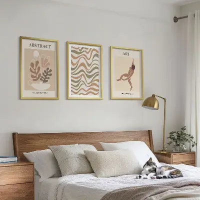 Matisse Boho abstrakte Muster 3er-Set Bilder mit Rahmen
