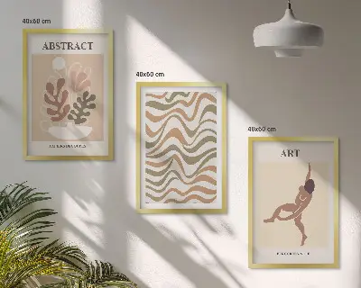 Matisse Boho abstrakte Muster 3er-Set Bilder mit Rahmen