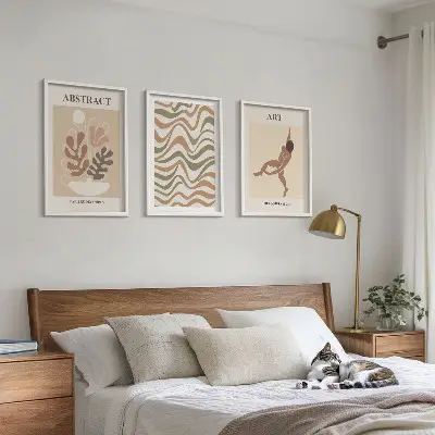 Matisse Boho abstrakte Muster 3er-Set Bilder mit Rahmen