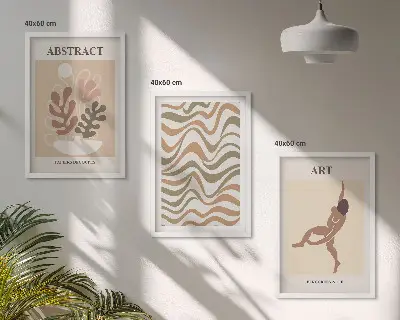 Matisse Boho abstrakte Muster 3er-Set Bilder mit Rahmen