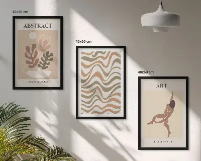 Matisse Boho abstrakte Muster 3er-Set Bilder mit Rahmen