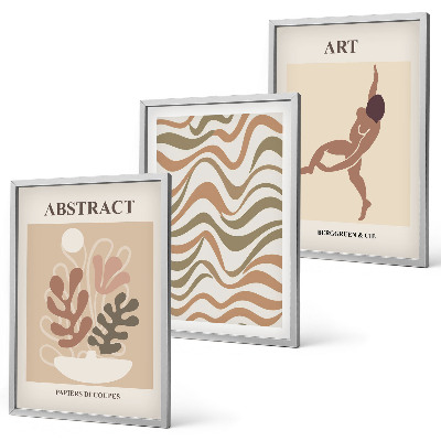 Bilder-3er-set mit rahmen Matisse Boho abstrakte Muster