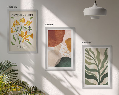 Bilder-3er-set mit rahmen Florale abstrakte Formen