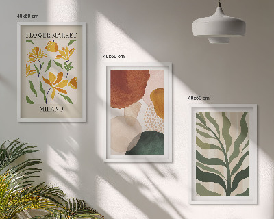 Bilder-3er-set mit rahmen Florale abstrakte Formen
