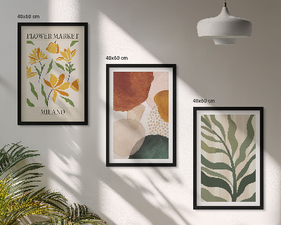 Bilder-3er-set mit rahmen Florale abstrakte Formen