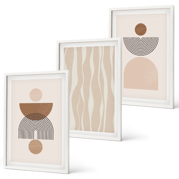 Gerahmtes bilderset Abstrakte Formen braun beige