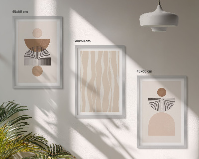 Gerahmtes bilderset Abstrakte Formen braun beige
