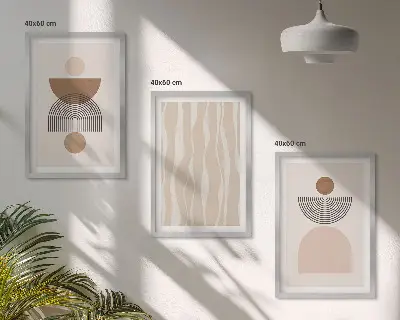 Gerahmtes Bilderset abstrakte Formen in Braun und Beige