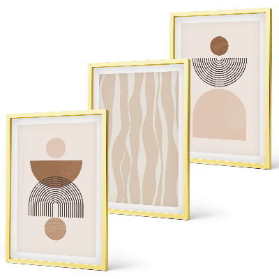 Gerahmtes bilderset Abstrakte Formen braun beige