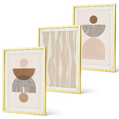 Gerahmtes Bilderset abstrakte Formen in Braun und Beige