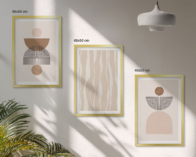 Gerahmtes bilderset Abstrakte Formen braun beige