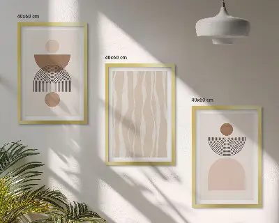 Gerahmtes Bilderset abstrakte Formen in Braun und Beige