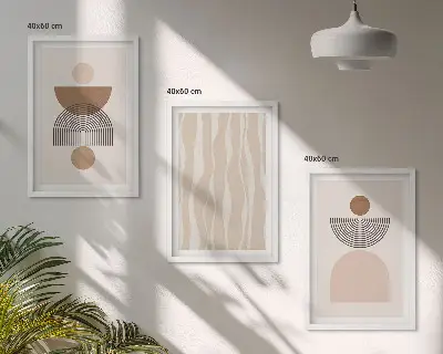 Gerahmtes Bilderset abstrakte Formen in Braun und Beige
