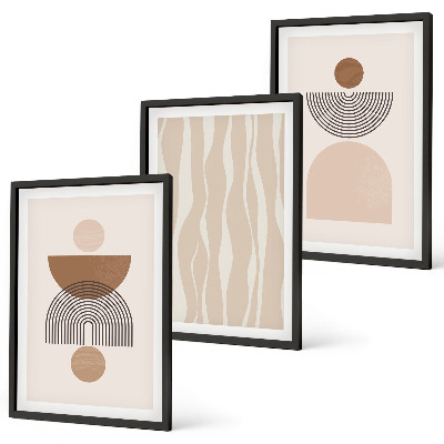 Gerahmtes bilderset Abstrakte Formen braun beige