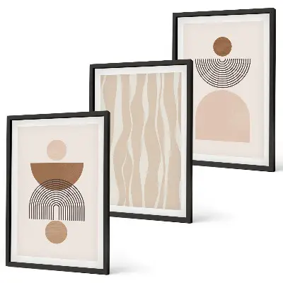 Gerahmtes Bilderset abstrakte Formen in Braun und Beige