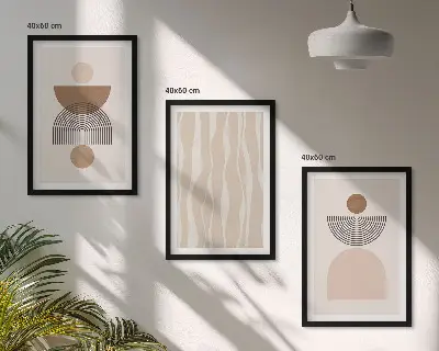 Gerahmtes Bilderset abstrakte Formen in Braun und Beige