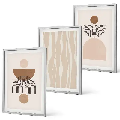 Gerahmtes Bilderset abstrakte Formen in Braun und Beige