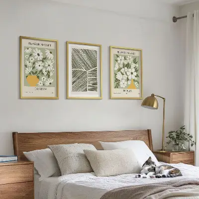 Gerahmtes Bilderset mit Blumenmuster London Dublin Motiven