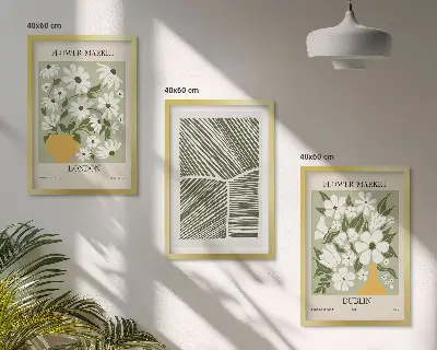 Gerahmtes Bilderset mit Blumenmuster London Dublin Motiven