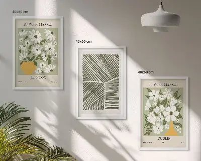 Gerahmtes Bilderset mit Blumenmuster London Dublin Motiven