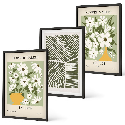 Gerahmtes bilderset Blumenmuster London Dublin