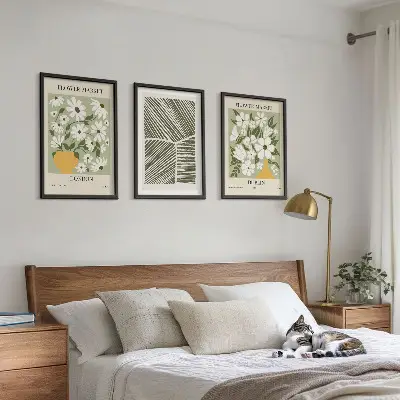 Gerahmtes Bilderset mit Blumenmuster London Dublin Motiven