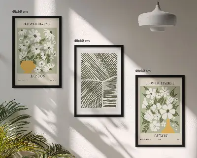 Gerahmtes Bilderset mit Blumenmuster London Dublin Motiven