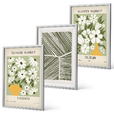 Gerahmtes bilderset Blumenmuster London Dublin