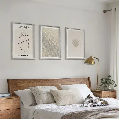 Minimalistische Sandlinien Sonne 3er-Set mit Rahmen