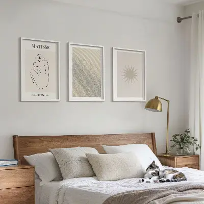 Minimalistische Sandlinien Sonne 3er-Set mit Rahmen