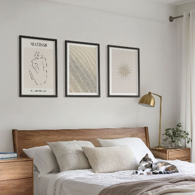 Bilder-3er-set mit rahmen Minimalistische Sandlinien Sonne