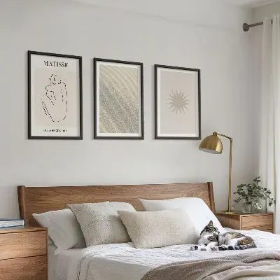 Minimalistische Sandlinien Sonne 3er-Set mit Rahmen