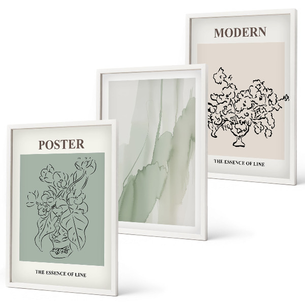 Bilder-3er-set mit rahmen Blumen in einer modernen Vase