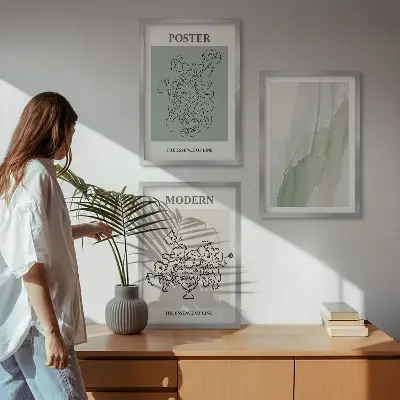 Blumen in einer modernen Vase 3er-Set mit Rahmen