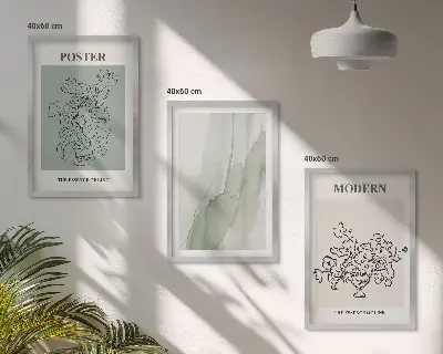 Blumen in einer modernen Vase 3er-Set mit Rahmen