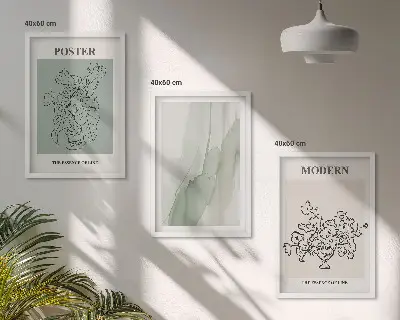 Blumen in einer modernen Vase 3er-Set mit Rahmen