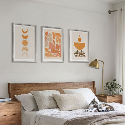 Gerahmtes bilderset Abstrakte orange Formen