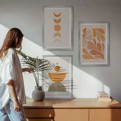 Gerahmtes bilderset Abstrakte orange Formen