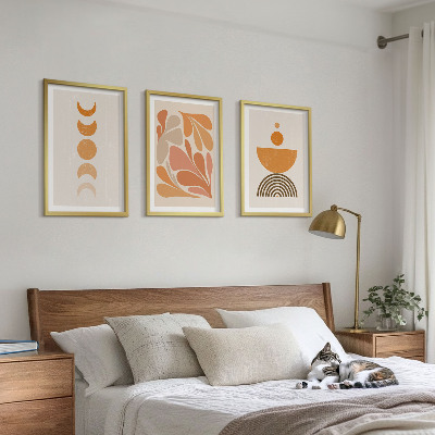 Gerahmtes bilderset Abstrakte orange Formen