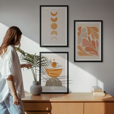 Gerahmtes bilderset Abstrakte orange Formen